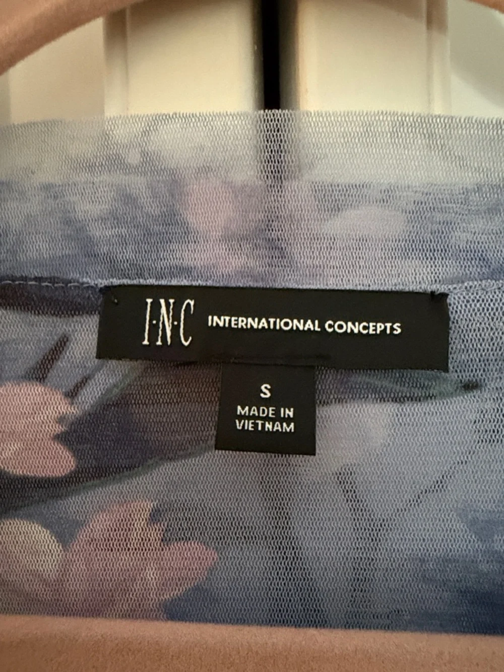 INC International Concepts Blue Floral V-Neck Long Sleeve Top - Picture 2 of 4